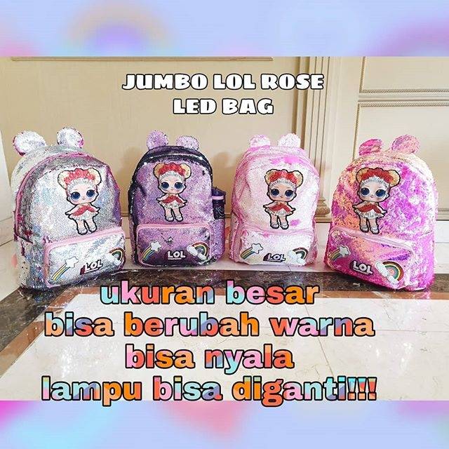 32001/2 UNICORN SEQUIN BAG / RANSEL SEKOLAH ANAK / TAS UNICORN BLING IMPORT KOREA MURAH GOLD SILVER