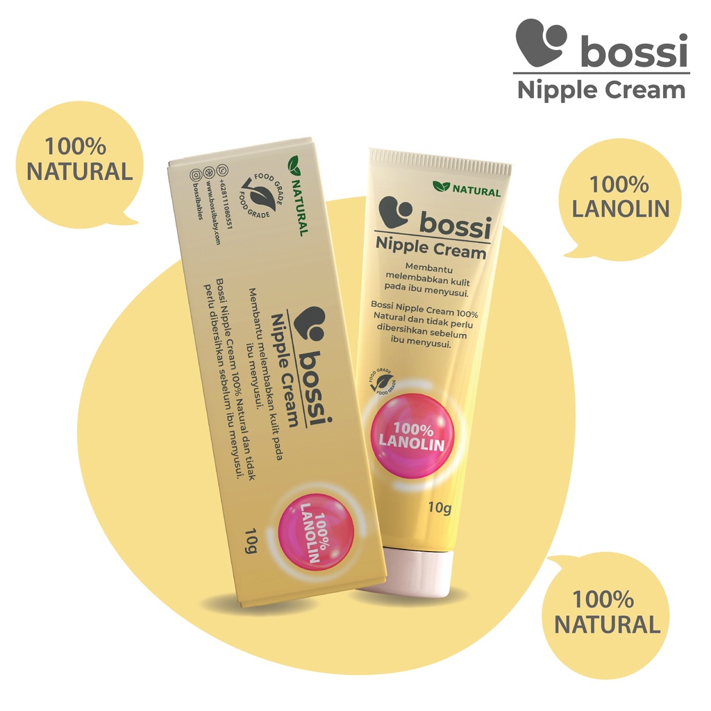 Krim Puting Lecet Bossi Nipple Cream Halal Aman &amp; Food Grade Aman Untuk Bayi