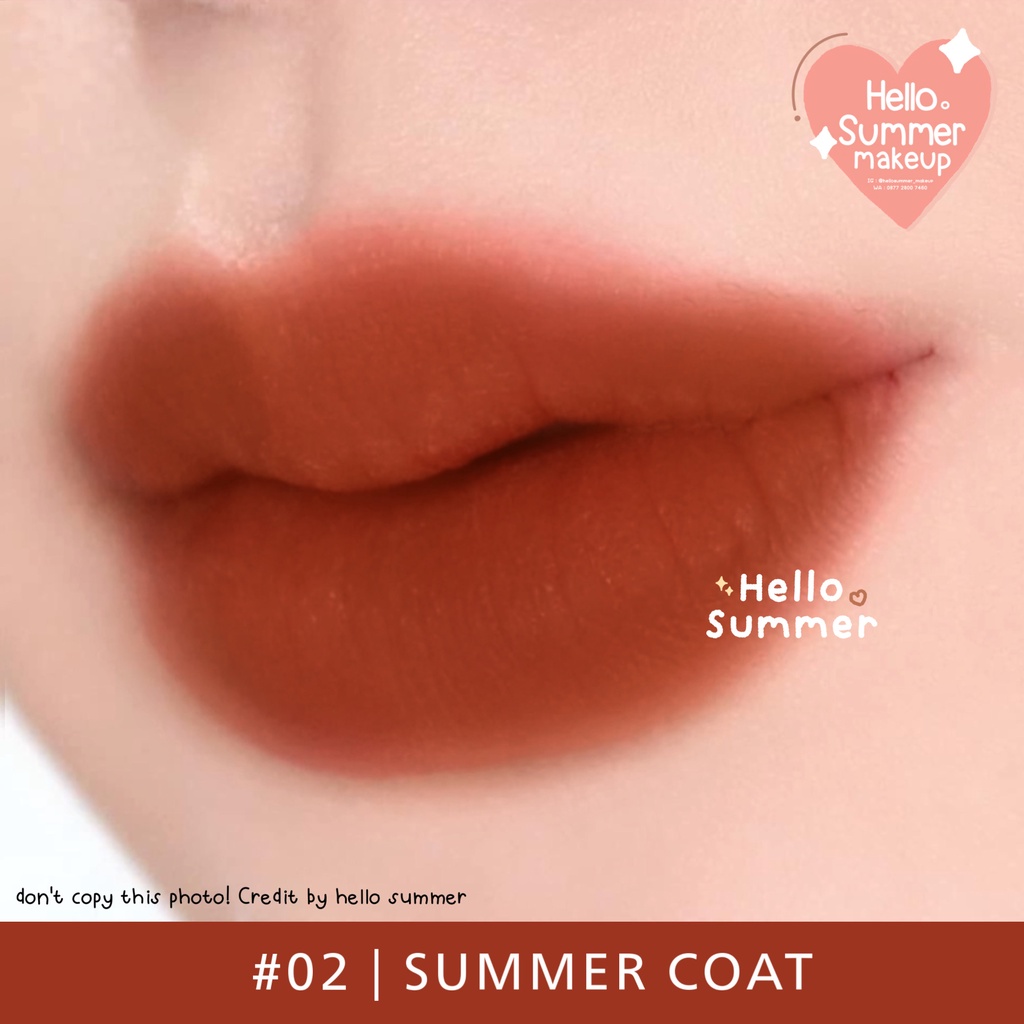 𝐌𝐀𝐓𝐓𝐄 𝐋𝐈𝐏𝐒𝐓𝐈𝐂𝐊 - Kiss Beauty Red Velvet Lasting Lip Color Lipgloss Longlasting 3ml Tahan Lama-#02 Summer Coat