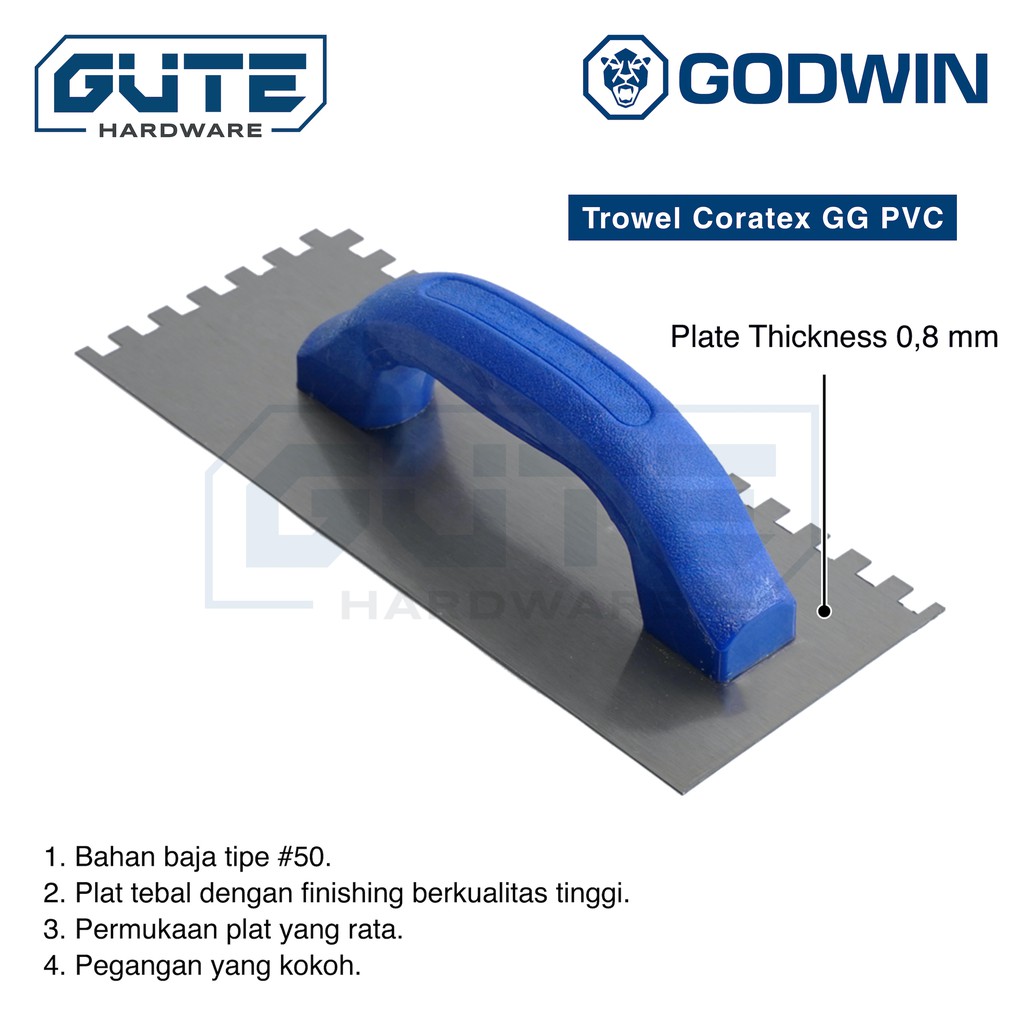 Plastering Trowel Asli Stainless &quot;Godwin&quot; / Roskam / Raskam / Sendok Semen Untuk Pasang Keramik GIGI