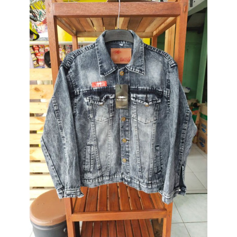 Jaket Jeans Washing Black Brog JEKET JEANS ORIGINAL JAKET WOSH HITAM BIRU JAKET HITS