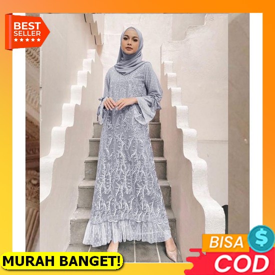 Baju Gamis Midi Pesta Big Size Muslim Wanita Harian Kekinian Terbaru 2021 Rayon Viscose Jumbo Ld 110