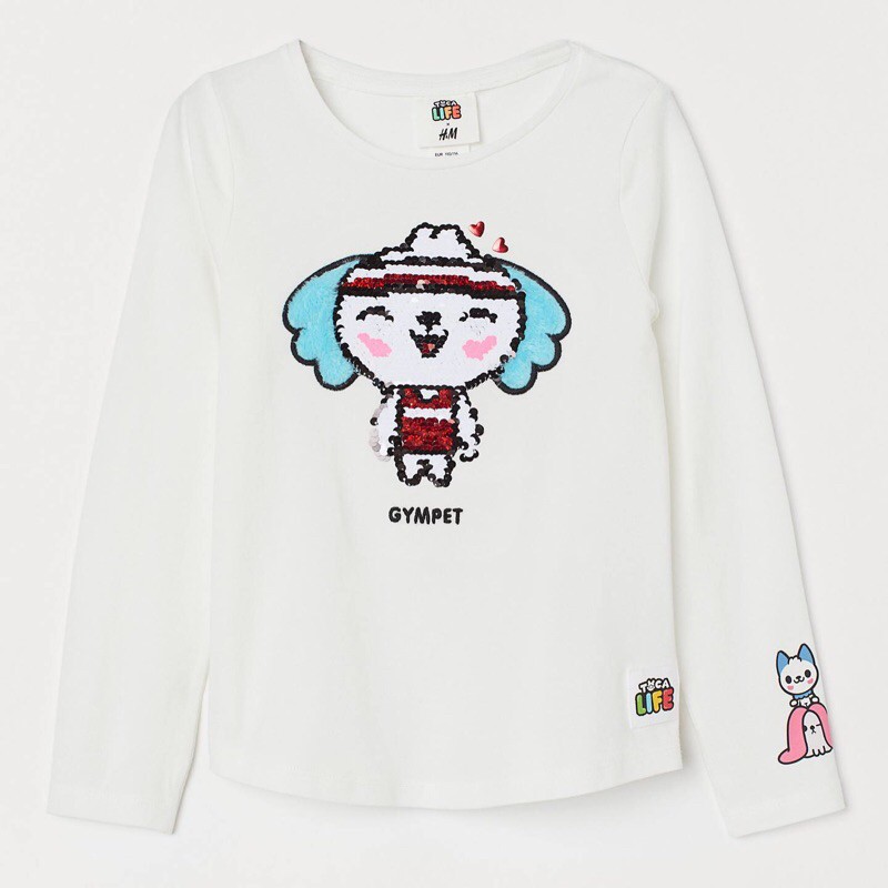 H&M x Toca life tshirt sequin 3-4y