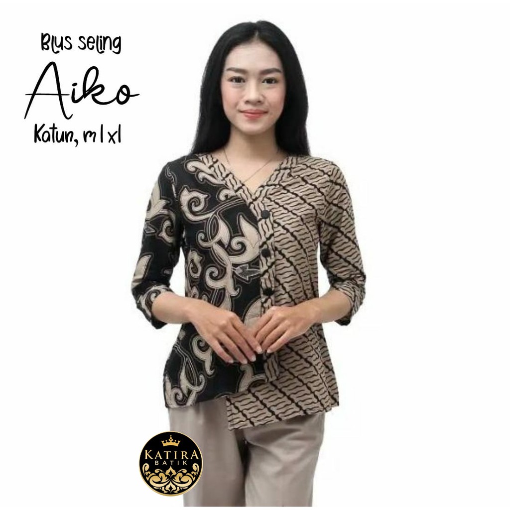 BLUS BATIK SELING AIKO BLOUSE BATIK SERAGAM  BATIK CANTIK  BATIK PREMIUM BATIK SERAGAM PESTA CANTIK