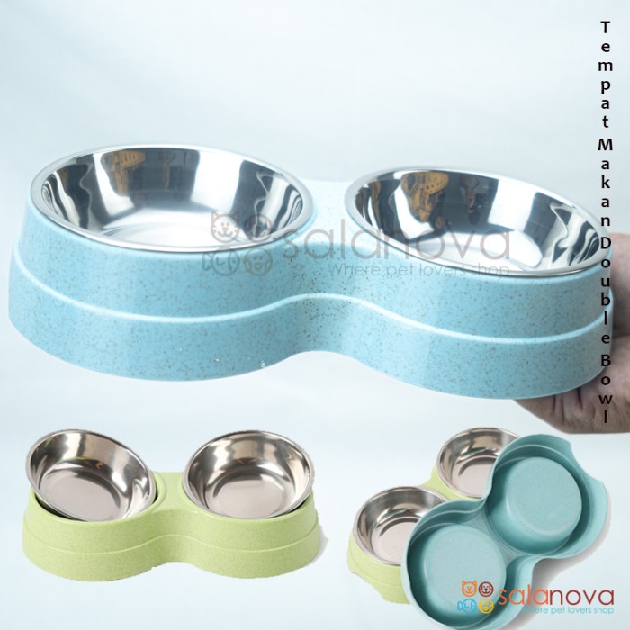 Tempat Makan Hewan, Kucing, Anjing, Kelinci Double Bowl - CFB33