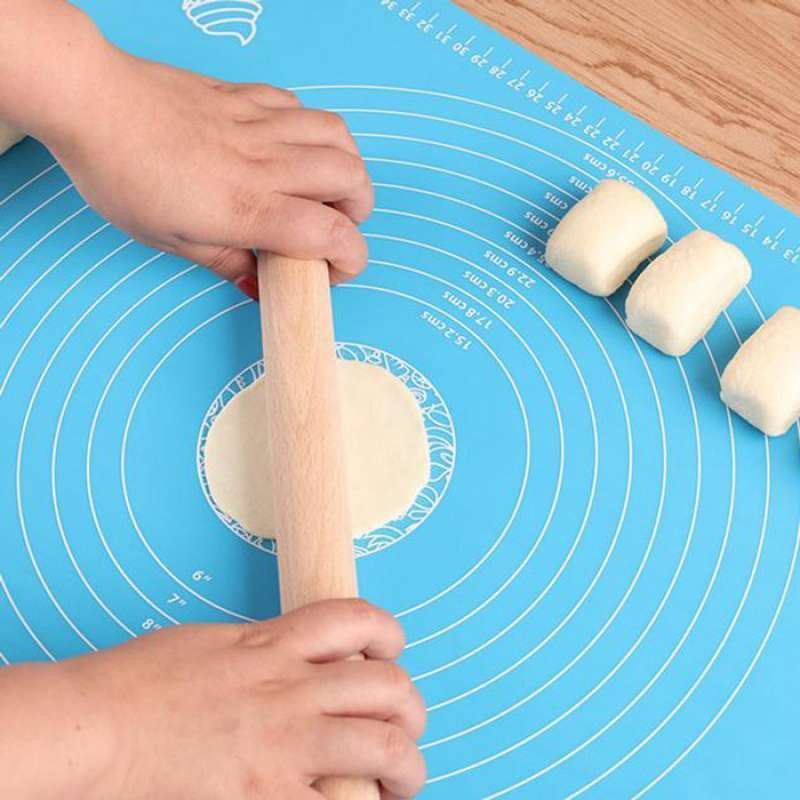 Paket combo alas adonan silikon tatakan matras adonan silikon dan rolling pin gilisan murah