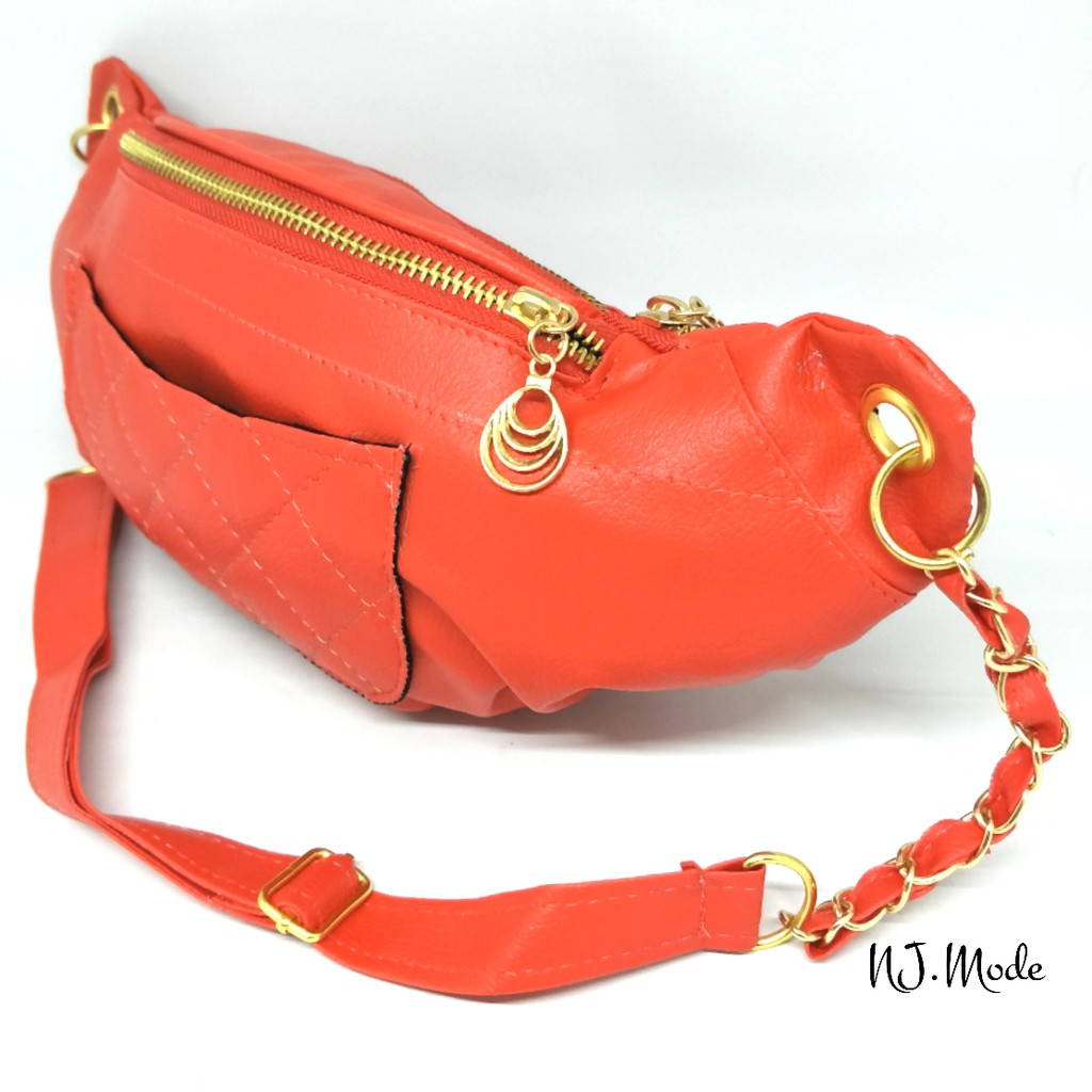 Waist Bag Weist Bag Tali Rante Tas Wanita Oranye