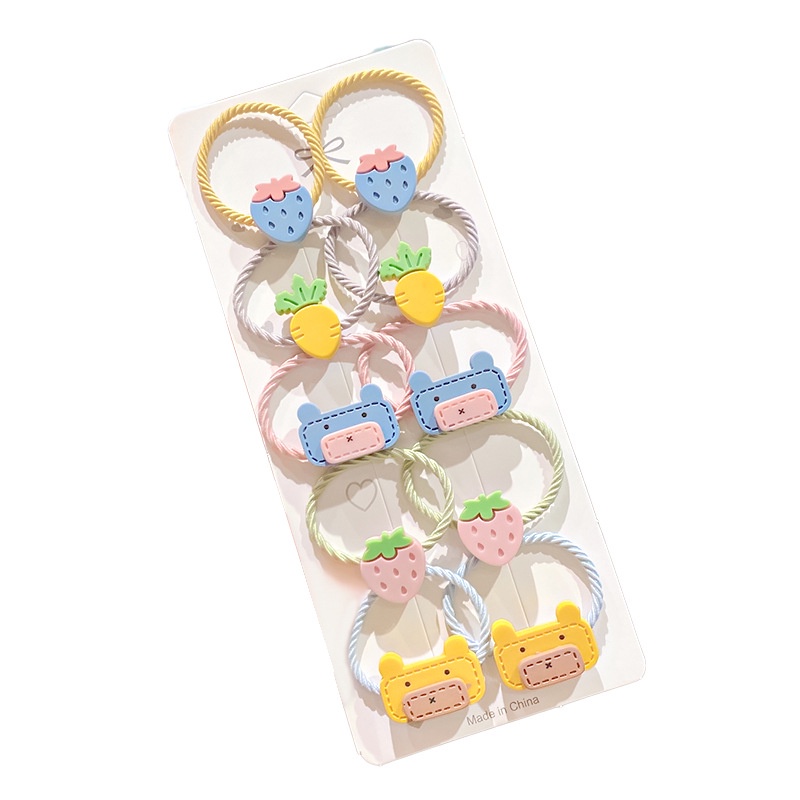 10 Pcs/Set Korean Kids Hair Tie Cartoon Cute Hair Ring Girls Hair Accessories