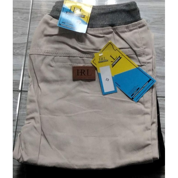 Celana Chinos Rip Pinggang karet Slim Fit HRL premium quality