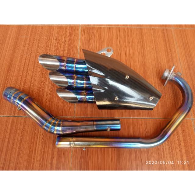 Knalpot custom AKRAPOVIC cabang 3 bluemoon untuk R15 gsx nmax aerox pcx vixion CBR150 DLL