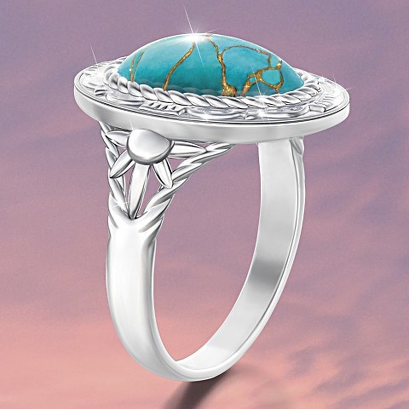 Perhiasan Cincin Turquoise Gaya Bohemian Untuk Aksesoris Wanita