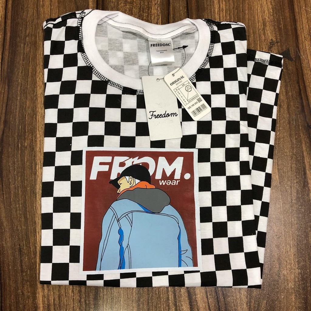 [COD] KAOS DISTRO skymo STRIPE hitam PUTIH PRIA WANITA