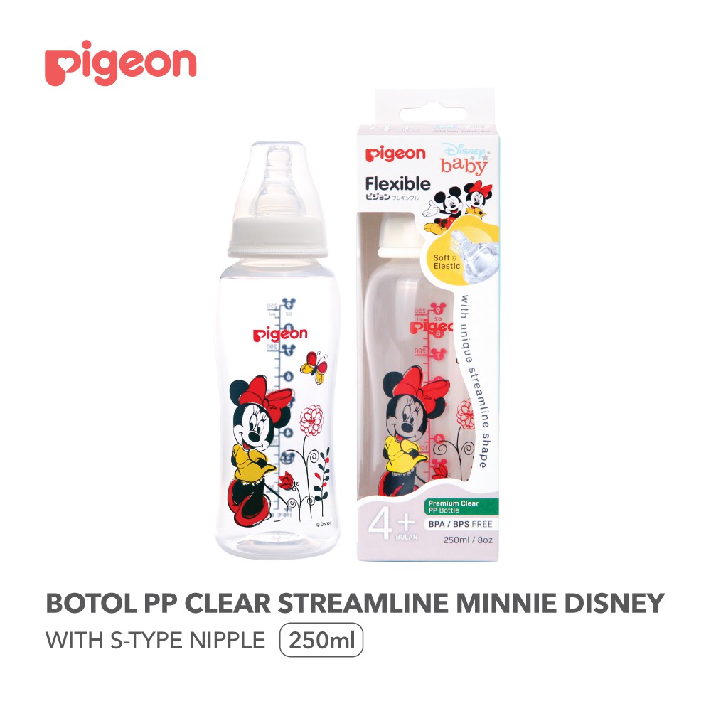 Pigeon Botol PP Clear Streamline Mickey / Minnie 250ml - Botol Susu Bayi