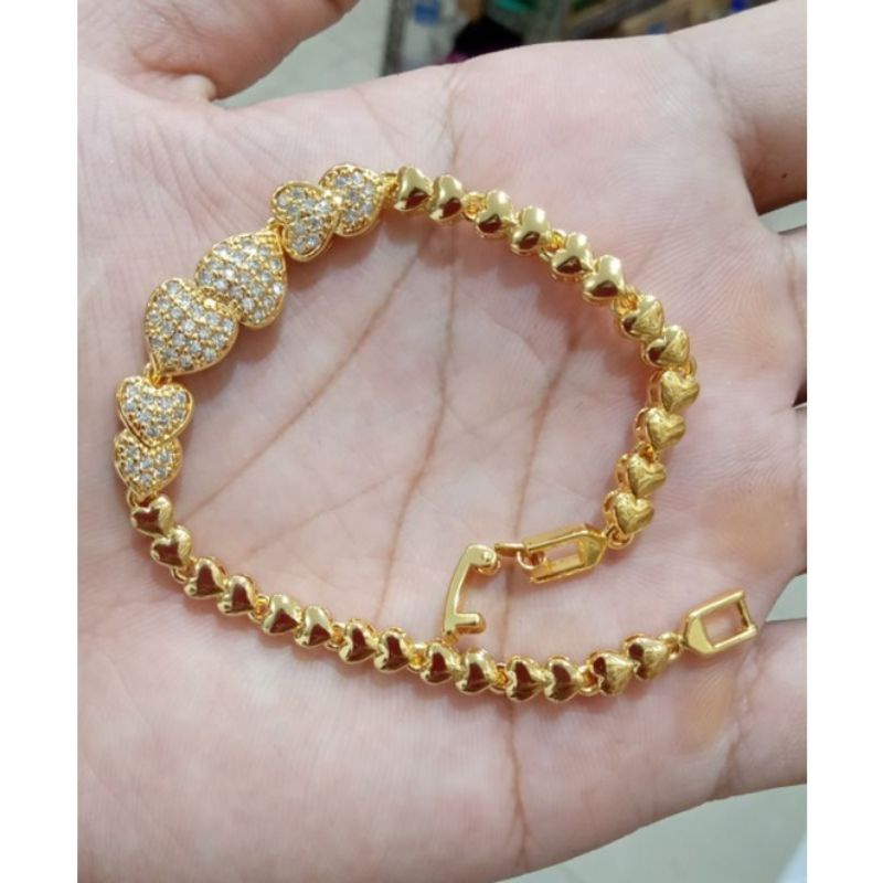 Gelang xuping wanita berlapis emas uk18cm dengan mata zircon.