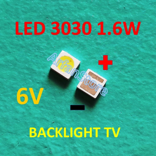 BIGSALE  LED 3030 6V 1.6W Cold White Backlight LCD TV SMD Lampu Putih 6 Volt Arfan aura