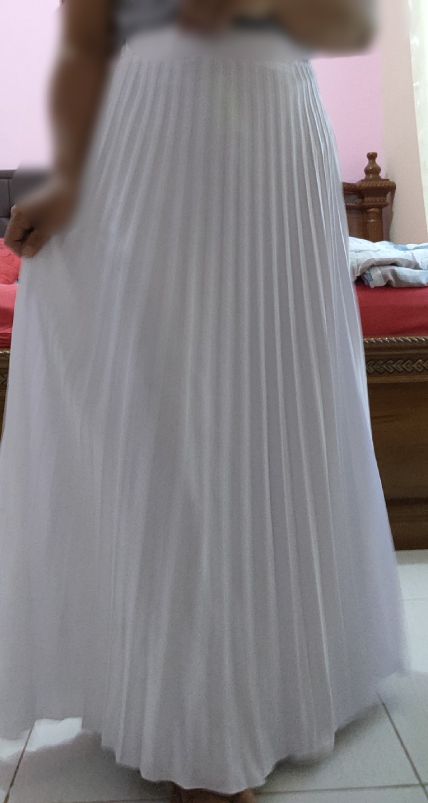 V256wht - Rok Plisket Prisket Putih Tanpa Furing Pleated Skirt Flare Skirt Mayung