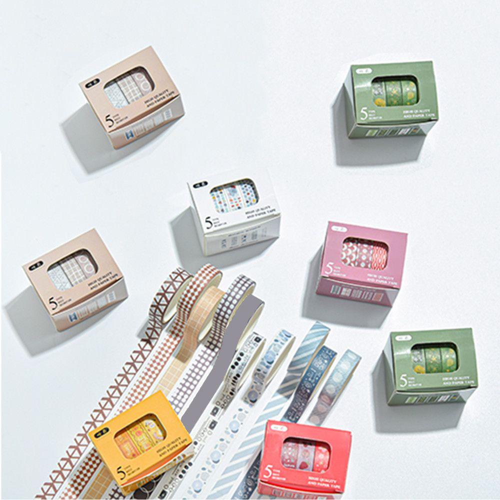 Nanas 5Rolls /Box.Ng Tape Set Dekoratif Stationery Diary Pola Dasar