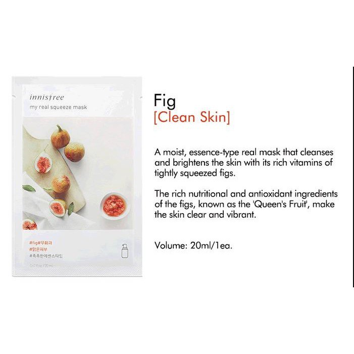 New!! Innisfree Sheet Mask My Real Squeeze Baca Disclaimer Masker Innnisfree Wajah Masker Muka Korea