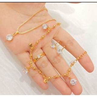 Image of set perhiasan aksesoris wanita permata satu titanium fashion full 01
