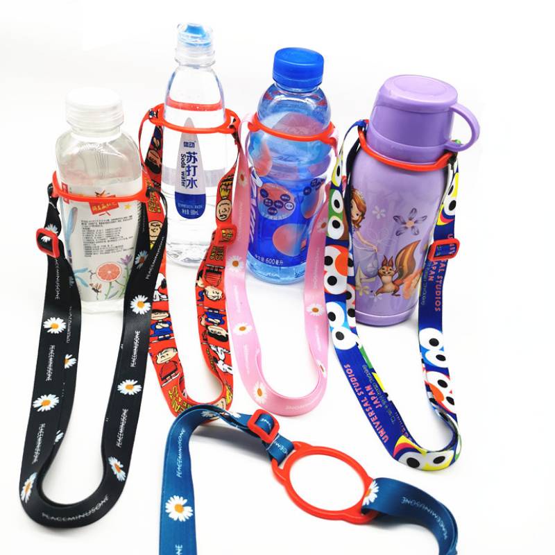 Kartun Botol Minum Tali Panjang Strap Anak Sesame Street Tali Lanyard Karet Lubang Besar Lucu Untuk Botol Air Tali