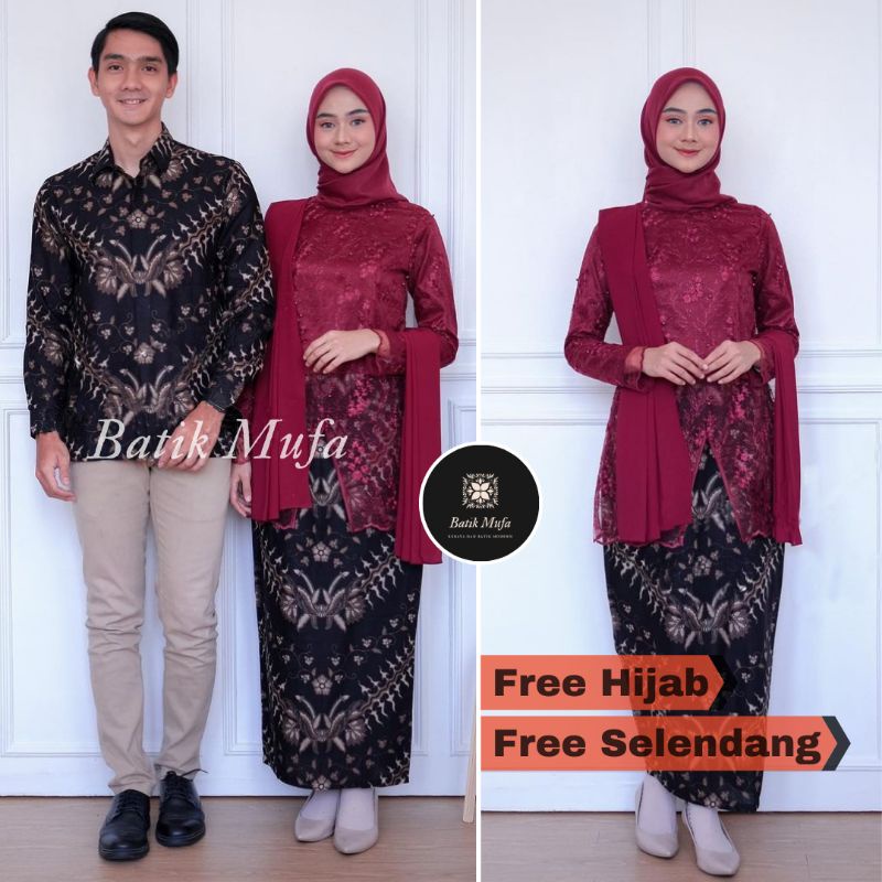 Kebaya batik couple ALDIVA Marron (GRATIS HIJAB) | KEBAYA MODERN Kebaya wisuda kebaya lamaran