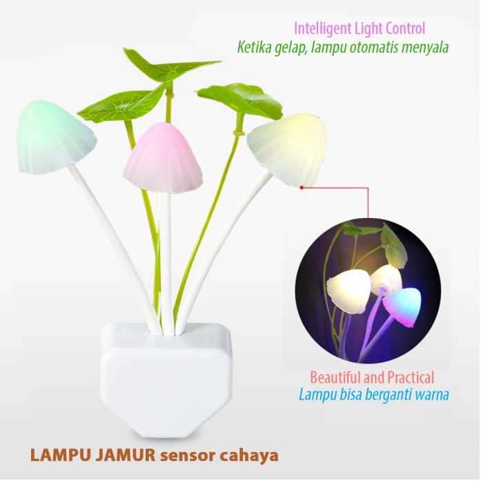 Lampu Tidur Jamur LED Sensor Cahaya