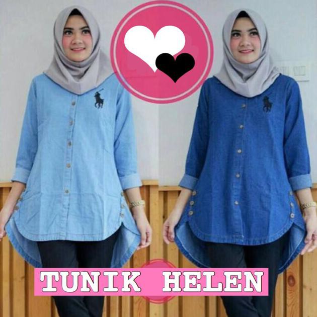 Damai fashion jakarta - tunik wanita muslim HELEN 2 warna - konveksi baju murah tanah abang