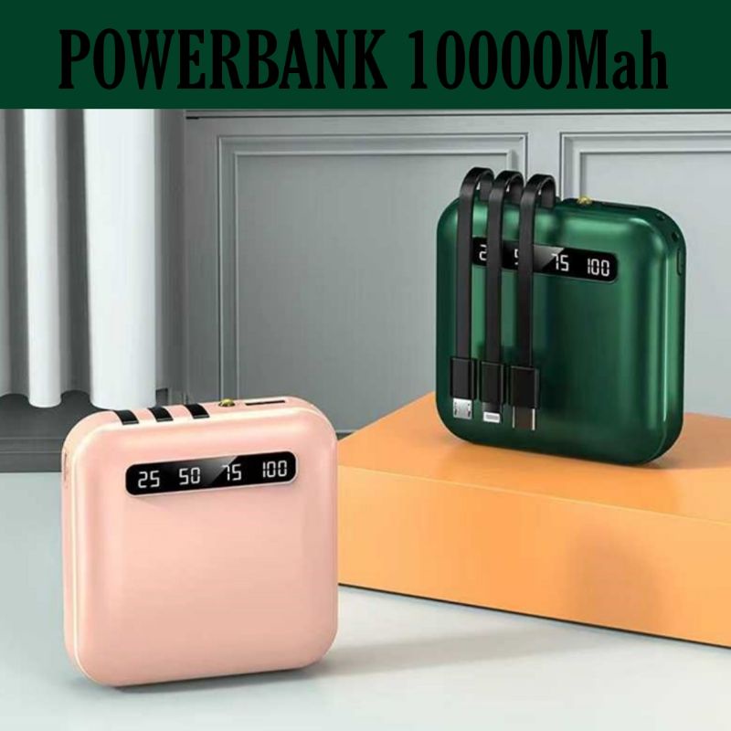 Powerbank denfan 3 kabel didalam plus 1 slit kabel usb 10000Mah power bank