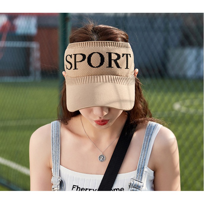 Bitzen - Topi wanita Knit Visor Sports Baseball Cap Topi Olahraga Rajut Katun
