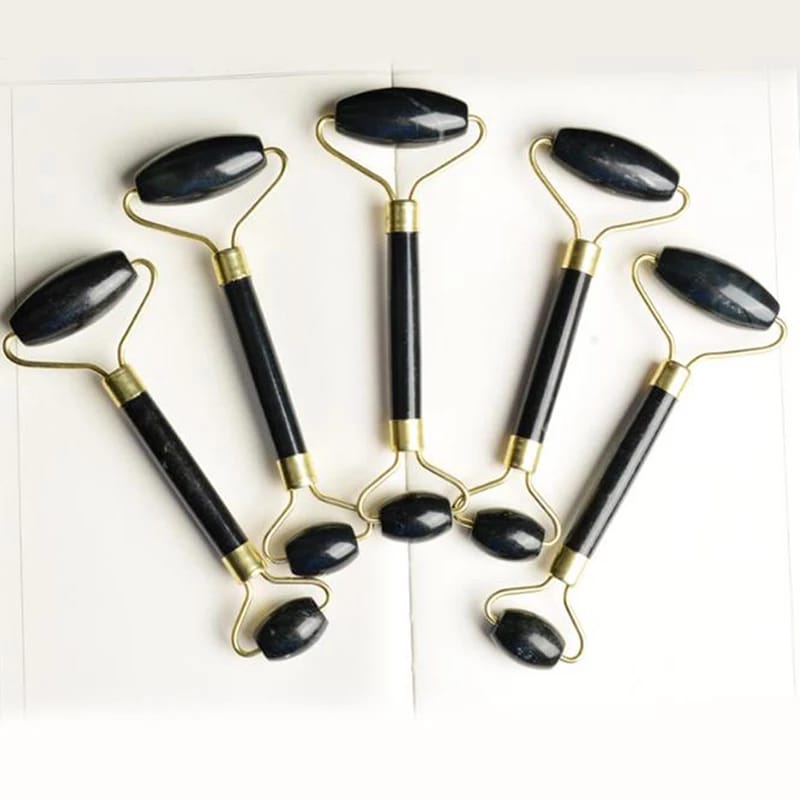 (READY JAKARTA) Jade roller black obsidian real stone face massager