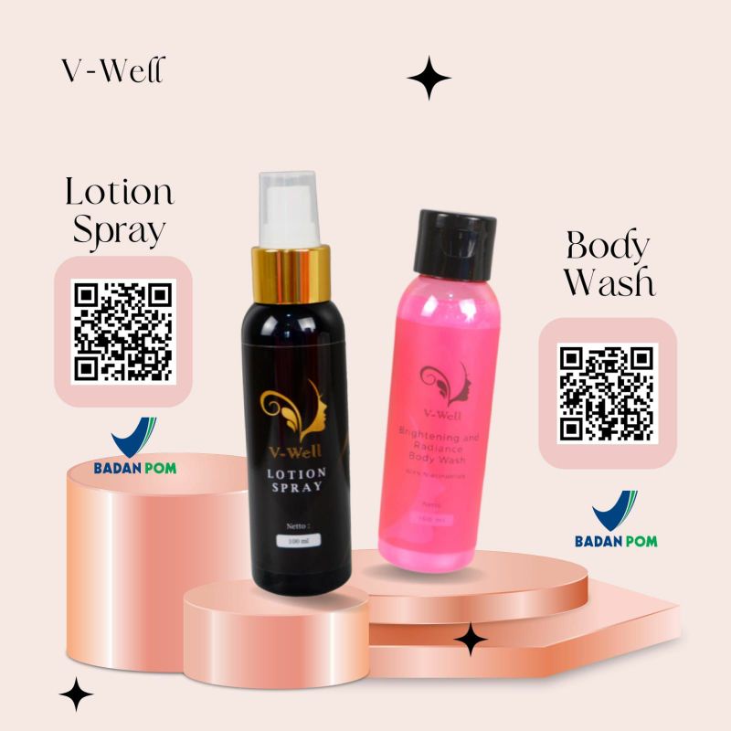 V-Well Lotion Spray BPOM / Lotion Spray V-Well No Lengket BPOM / Lotion Spray Pemutih BPOM