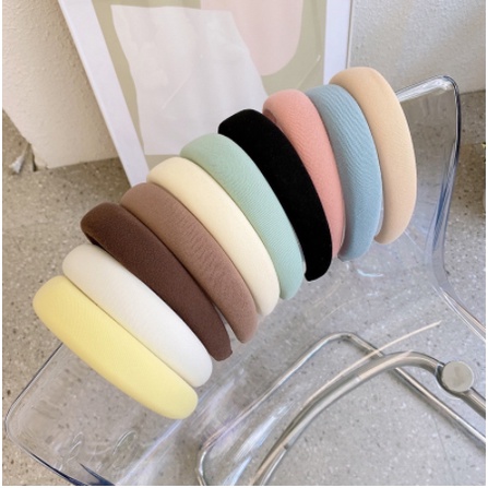 PREMIUM Bando Busa 3CM Jumbo Warna Pastel - Bandana Spons Korea Impor Aksesoris Fashion Wanita Sponge Headband - Padded Headband