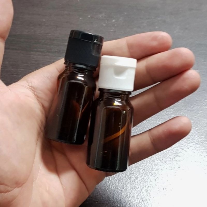 botol kaca 10ml coklat tebal tutup fliptop