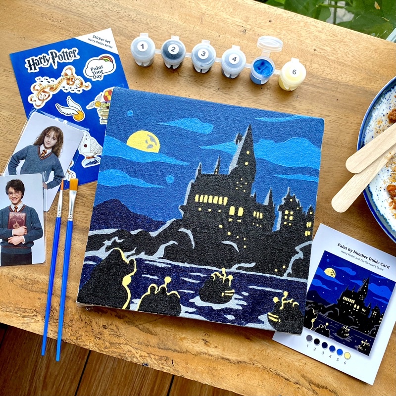 

PAINT BY NUMBER Harry Potter Edition| PaintYourDay | Painting Kit | 20x20cm Set Kanvas 6 Cat Akrilik