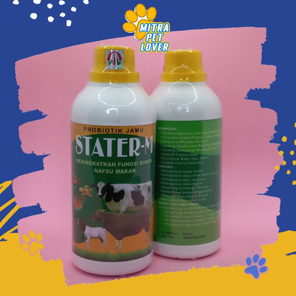 VITAMIN MENINGKATKAN FUNGSI RUMEN NAFSU MAKAN SAPI - STATER - M SAPI 500 ML ORIGINAL - UNTUK MENINGKATKAN DAYA CERNA KURANGI KEMBUNG DIARE - MURAH - PET ANIMAL HEALTHCARE &amp; VETERINARY TAMASINDO OBAT KESEHATAN TERNAK HEWAN BINATANG PELIHARAAN MITRAPETLOVER