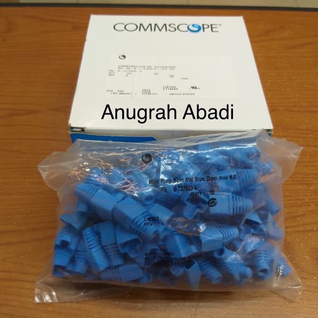 SUPER MURAH 1 SET KONEKTOR AMP COMMSCOPE RJ45 CAT6 + PLUGBOOT ORIGINAL