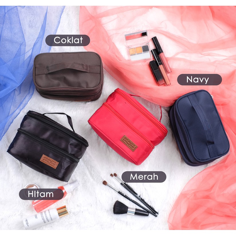 ORGANIZER BAG SUSUN POUCH KOSMETIK  WATERPROOF TRAVEL TEMPAT MAKE UP POLOS TAS COSMETIC WANITA MURAH