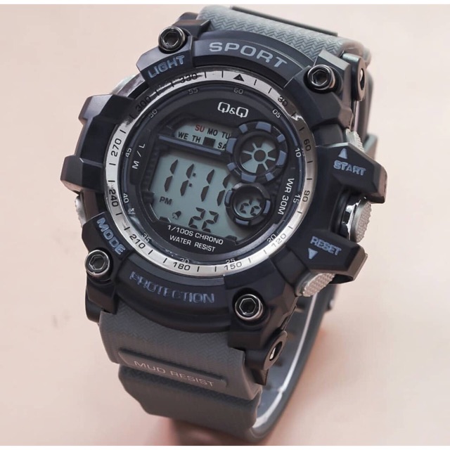 JAM TANGAN SPORT WATER RESIST QNQ QQ Q&Q RUBBER DIGITAL WATCH
