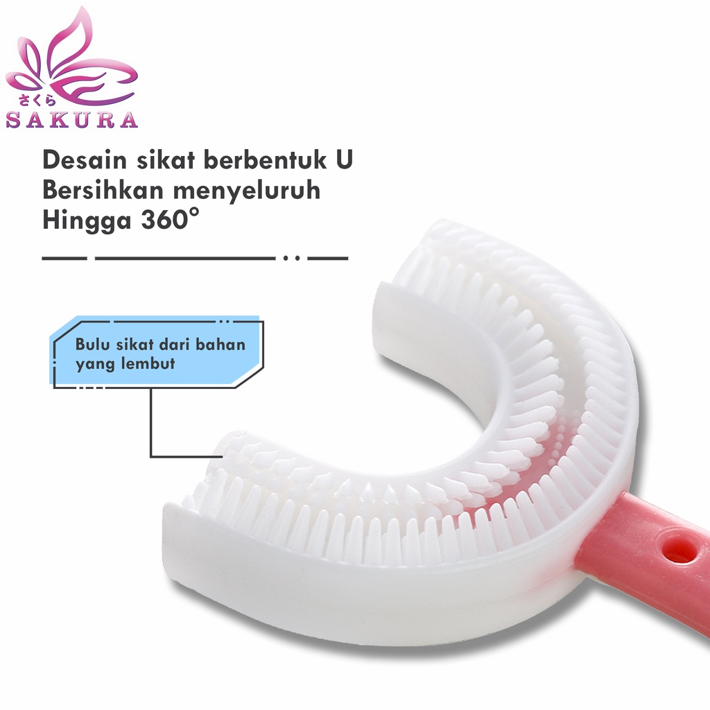 Sikat Gigi Bayi Import-Toothbrush Baby Silicon 360° Type U/ Sikat Gigi Anak Tipe U Bahan Silikon-SOSOYO