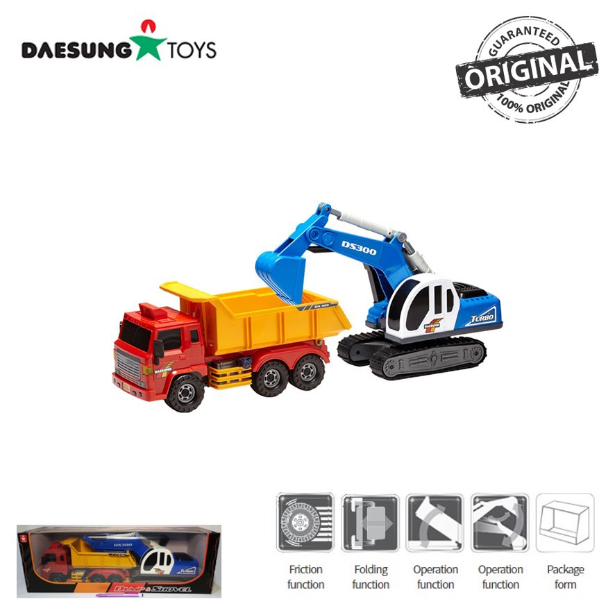 Daesung Toys Truck Dump & Shovel DS-160 Truck Excavator Fork Lift Truk Bak Korea