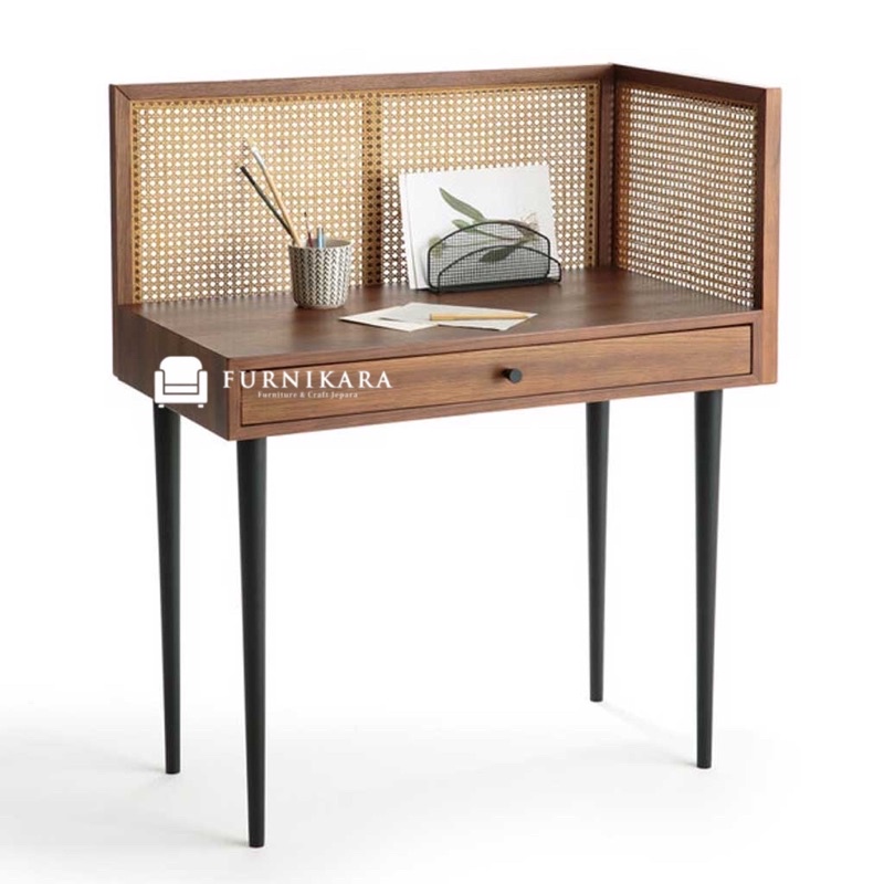 Meja kerja minimalis kayu jati rotan meja kerja modern