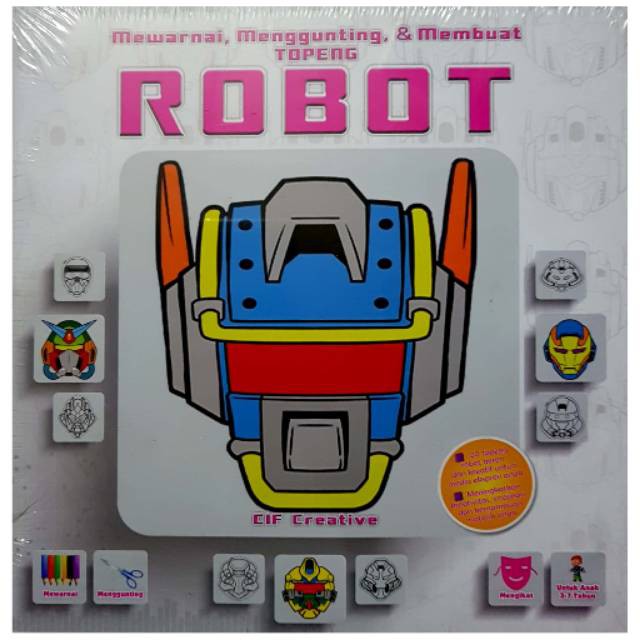 MEWARNAI, MENGGUNTING &amp; MEMBUAT TOPENG ROBOT