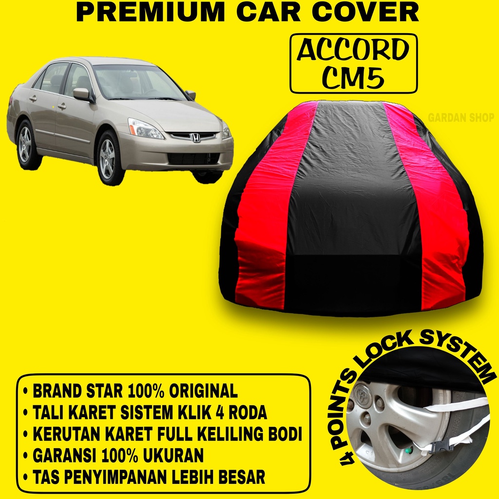 Body Cover ACCORD CM5 Sarung Strip MERAH Cover Penutup Bodi Mobil Accord CM5 Waterproof PREMIUM