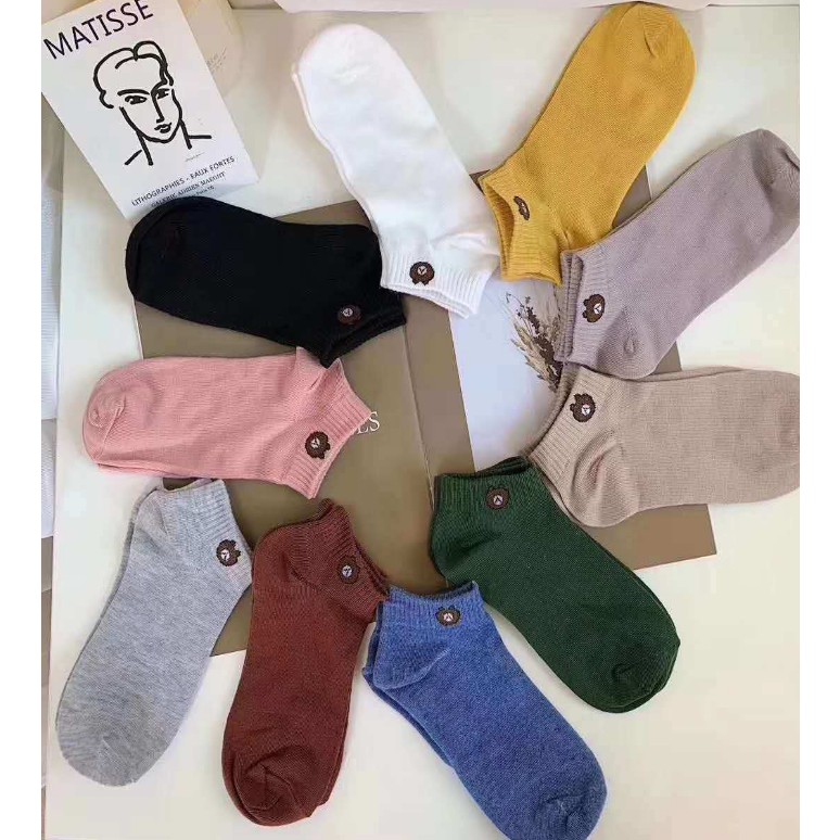 ⭐𝐈𝐇𝐒 𝟎𝟔𝟑⭐️Kaos Kaki Pria Wanita Motif Beruang Kaos Kaki Semata Ankle Socks-5