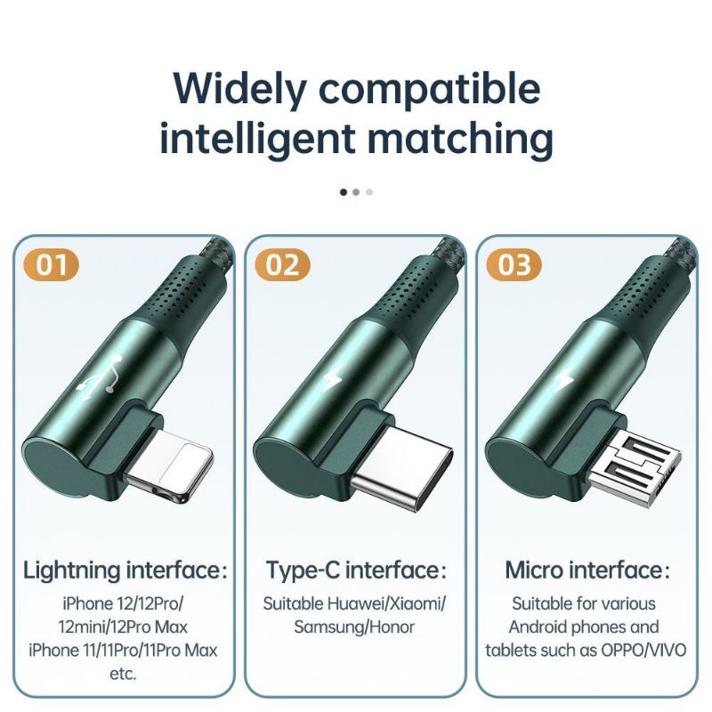 MCDODO CA-888 Cable Gaming 90° 3 In 1 Type C + Lightning + Micro Usb 3A