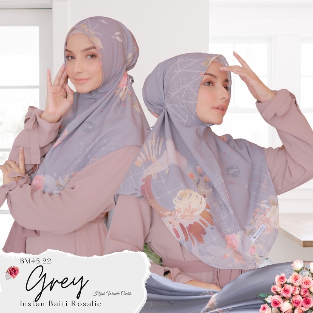 Hijabwanitacantik - Instan Baiti Rosalie Series | Hijab Instan | Jilbab Instan-Grey