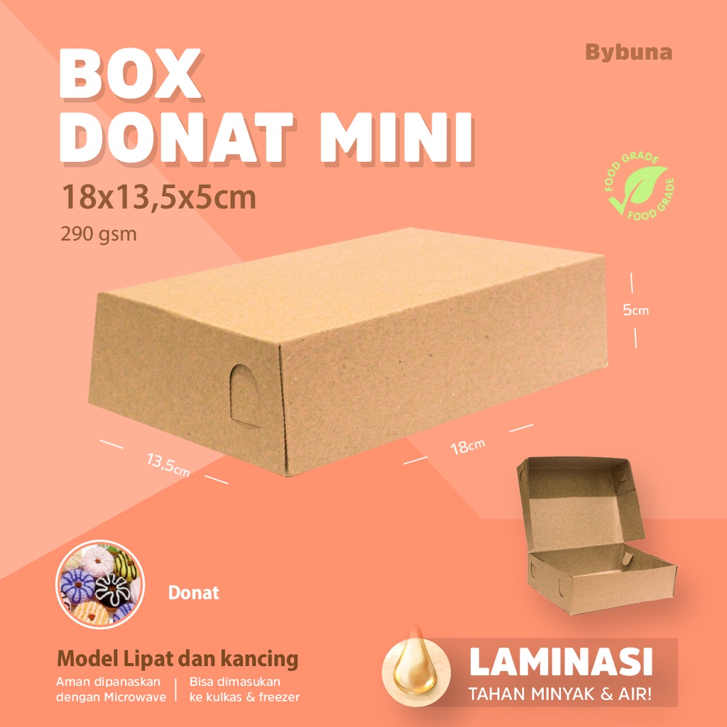 

DUS BOX DONAT MINI KRAFT LAMINASI BOX DIMSUM BOX MIE KOTAK MAKANAN