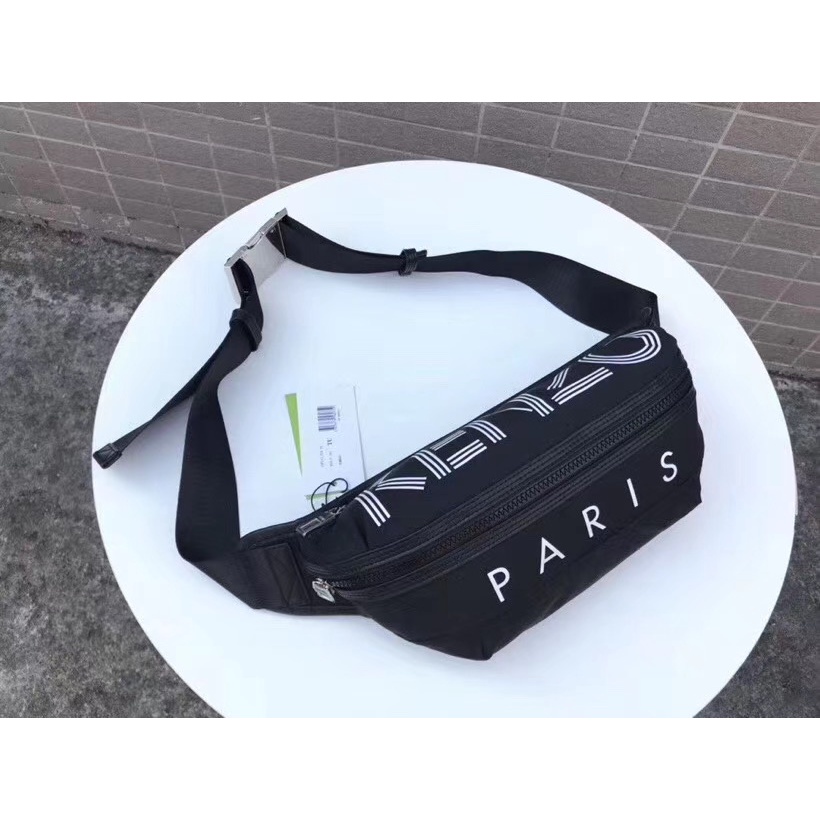 WAISTBAG k-z TAS SELEMPANG BUMBAG CROSS LOGO FULLSET PARIS WHITE COLOR