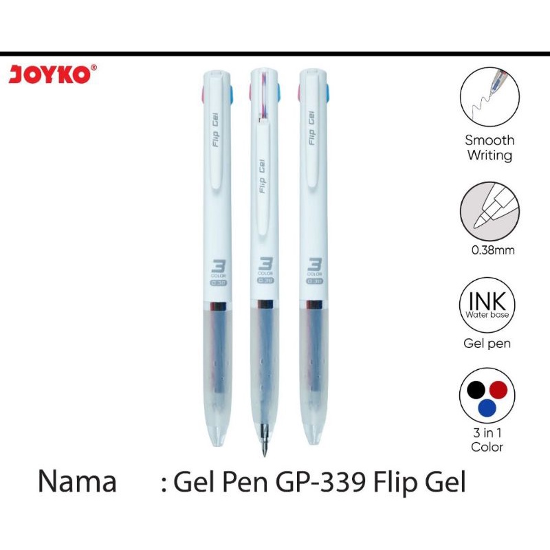 

Pulpen Gel Joyko GP-339 Flip 3 Warna (1pcs)