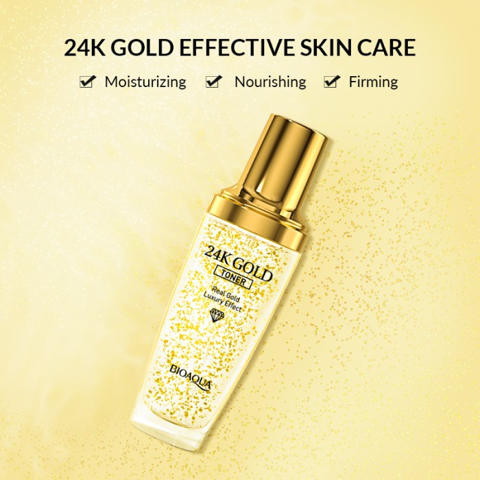 BIOAQUA 24K Gold Toner 100ml 300ml Hydrating Toner Pelembab Kulit Wajah Leher BPOM